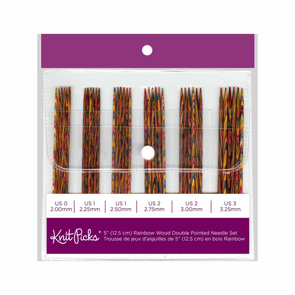 Rainbow Wood Double Pointed Needles