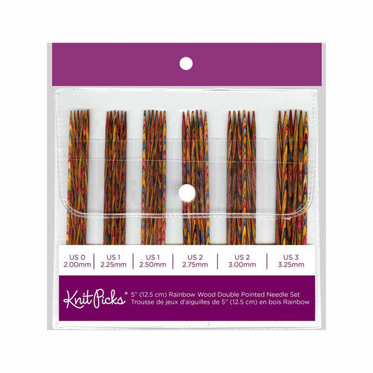 Rainbow Wood Double Pointed Needles