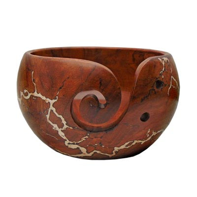 Yarn Bowl - Sheesham (Acecia) Wood with White Resin Inlay